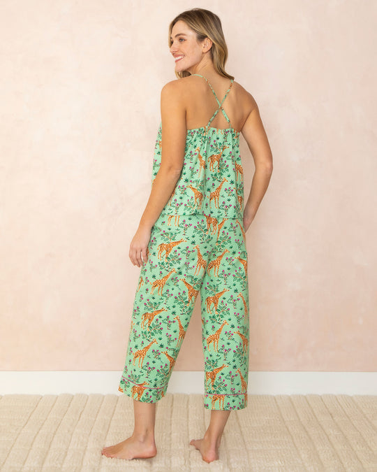 Grazing Giraffes - Cami Cropped Pants Set - Sage - Printfresh