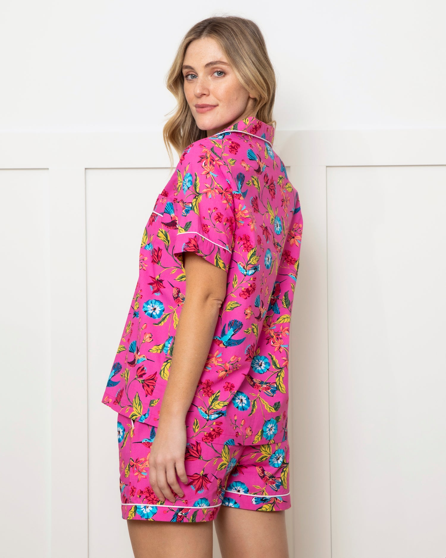 Hummingbird Haven - Short Sleep Set - Fresh Raspberry - Printfresh