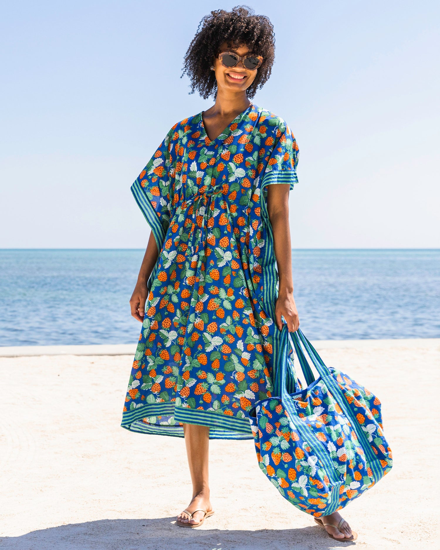 Strawberry Fields - Let's Cruise Caftan - Queen Blue - Printfresh