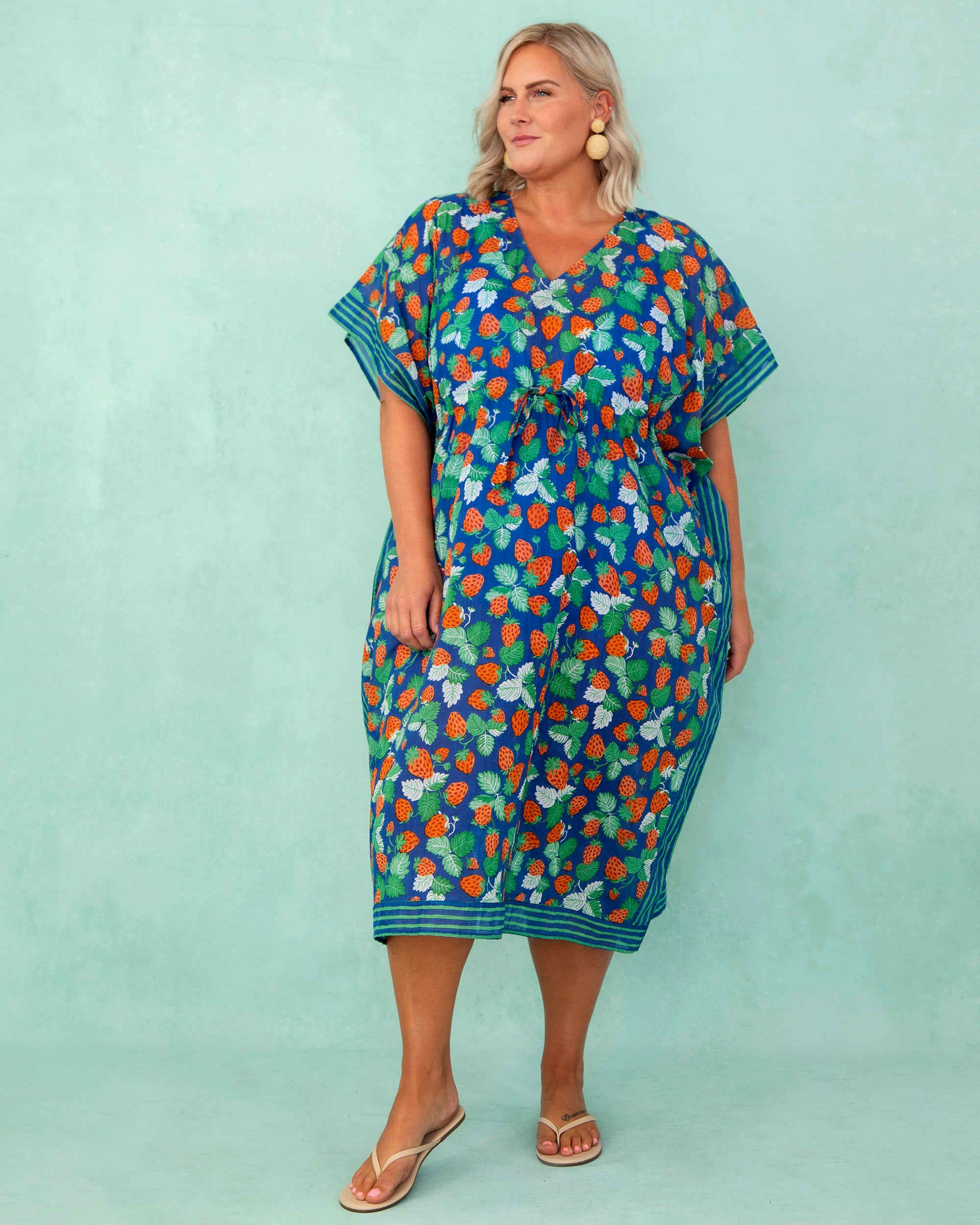 Strawberry Fields - Let's Cruise Caftan - Queen Blue - Printfresh