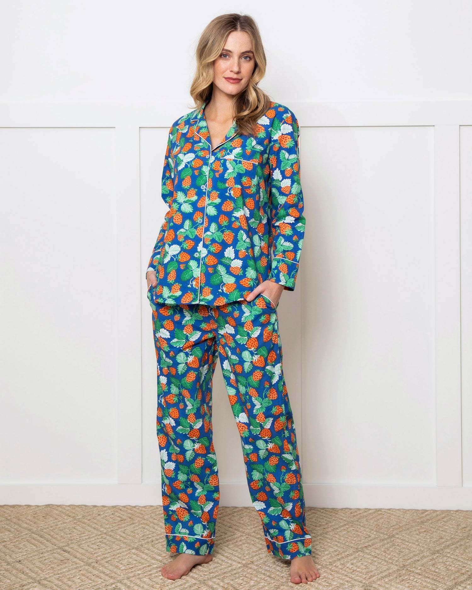 Strawberry Fields - Long Sleep Set - Queen Blue - Printfresh