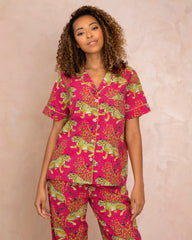 Bagheera - Short Sleeve Top & Long Pants Set - Hot Pink - Printfresh