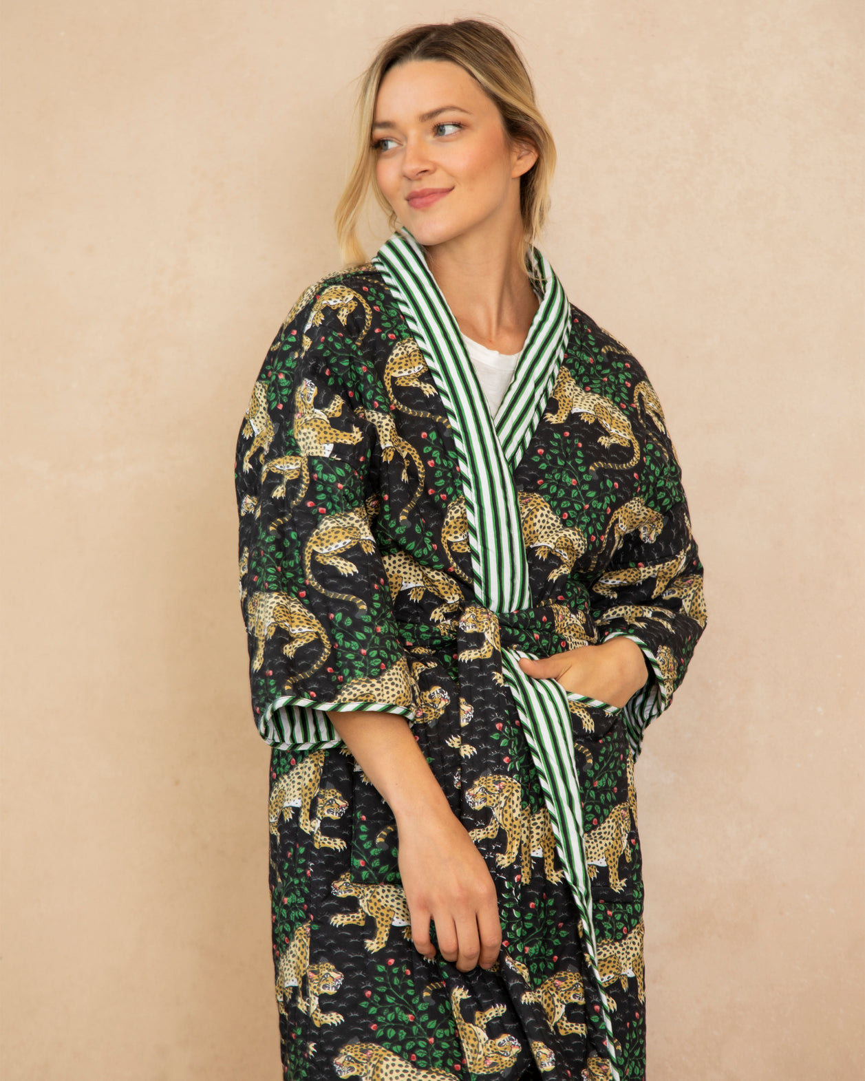 Bagheera - Reversible Quilted Robe - Ink - Printfresh