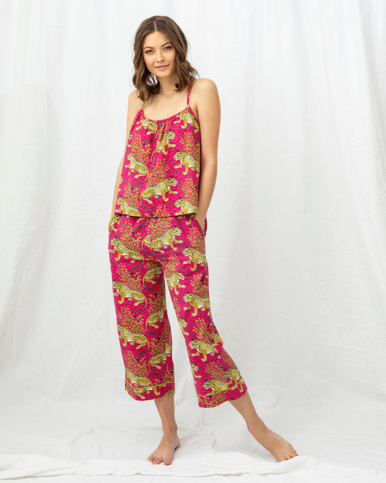 Bagheera - Cami Cropped Pants Set - Hot Pink - Printfresh