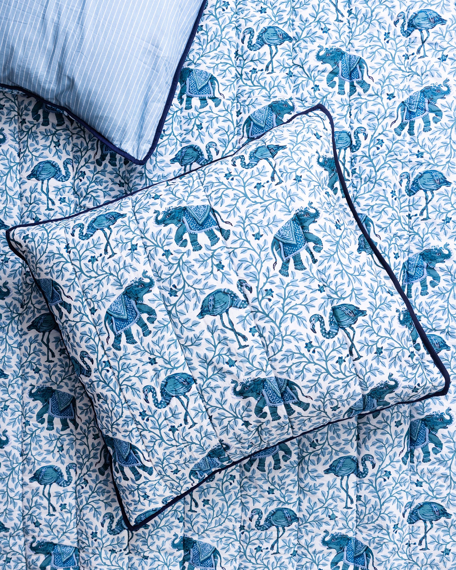 Flamenco - Quilted Sham - Pale Blue - Printfresh