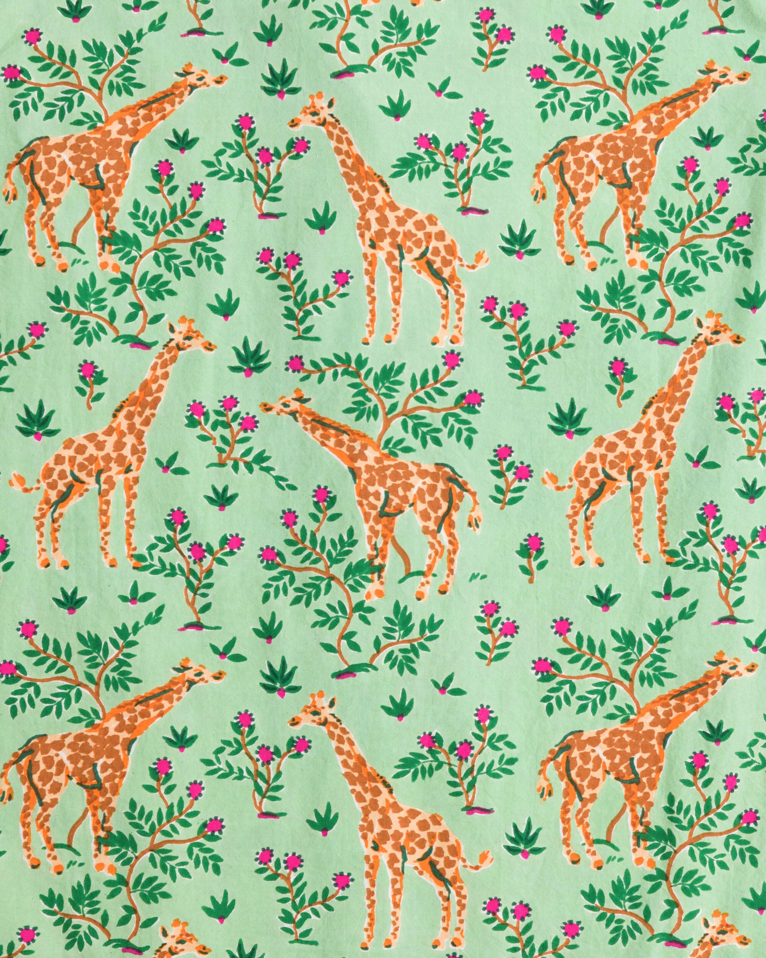 Grazing Giraffes - Cropped Pajama Pants - Sage - Printfresh