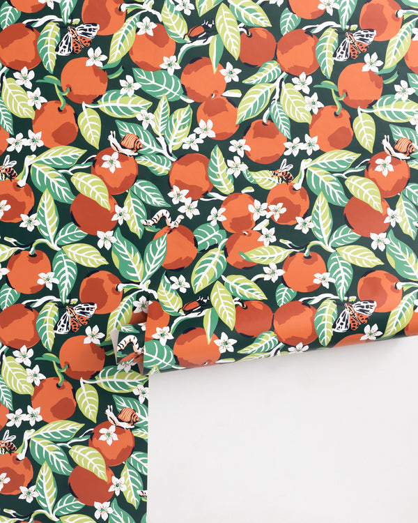 Orange Grove - Peel & Stick Wallpaper - Juniper - Printfresh