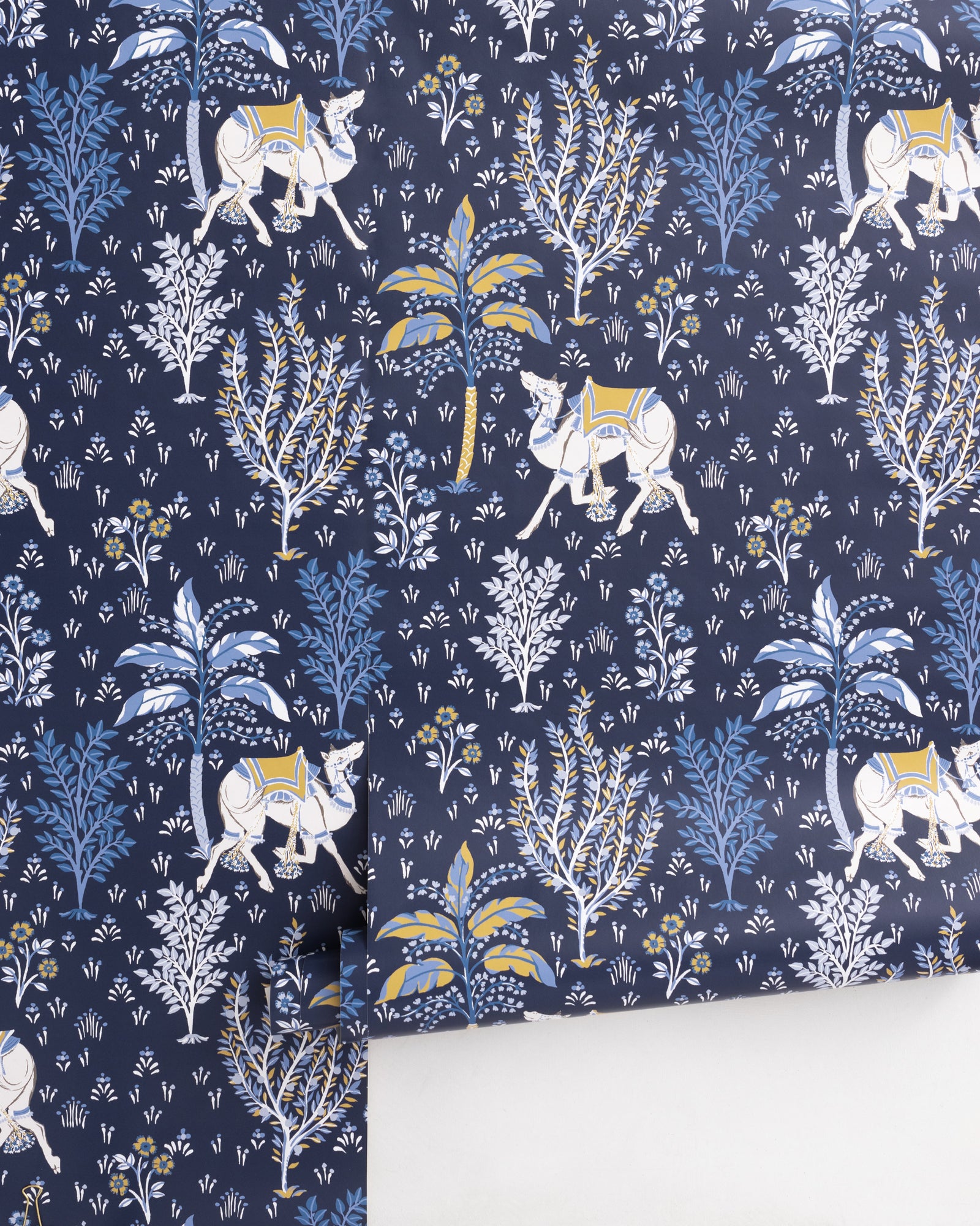 Camel's Courtyard - Peel & Stick Wallpaper - Navy - Printfresh