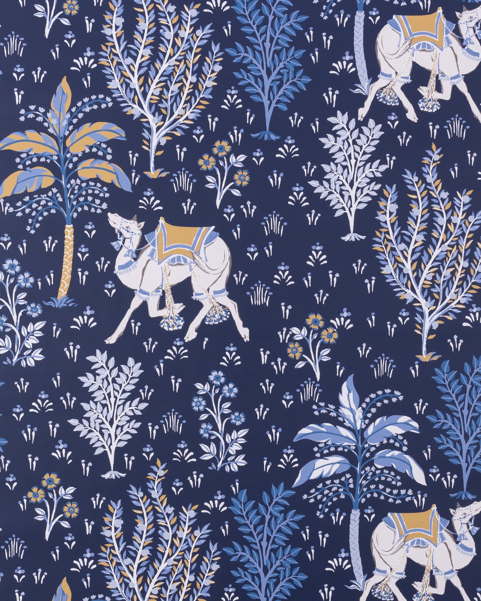 Camel's Courtyard - Peel & Stick Wallpaper - Navy - Printfresh