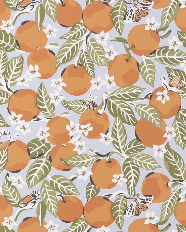 Orange Grove - Peel & Stick Wallpaper - Sky Blue - Printfresh