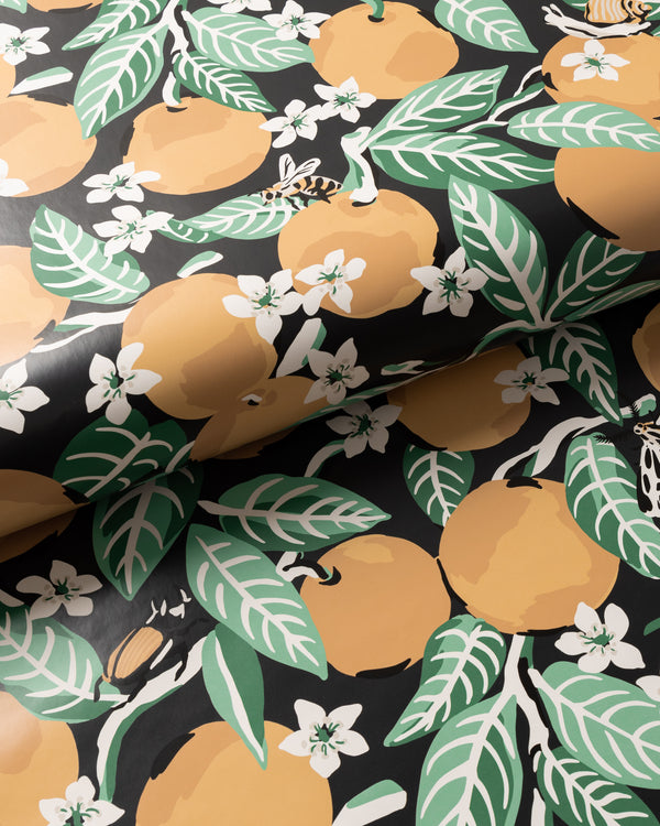 Orange Grove - Peel & Stick Wallpaper - Ink - Printfresh