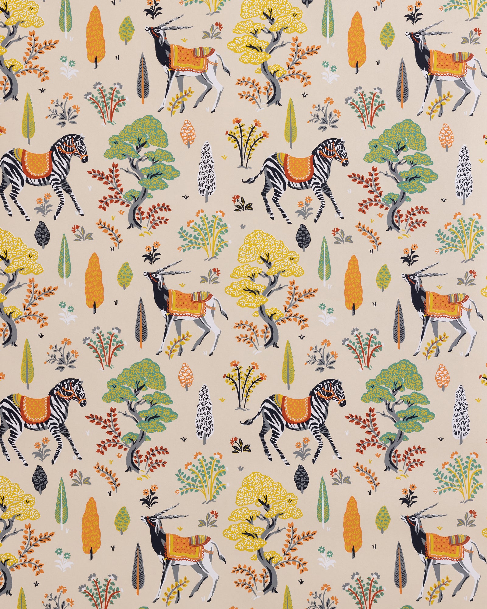 Antelope's Forest - Wallpaper Double Roll - Ivory - Printfresh