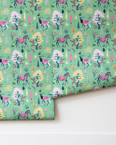 Antelope's Forest - Wallpaper Double Roll - Jade - Printfresh
