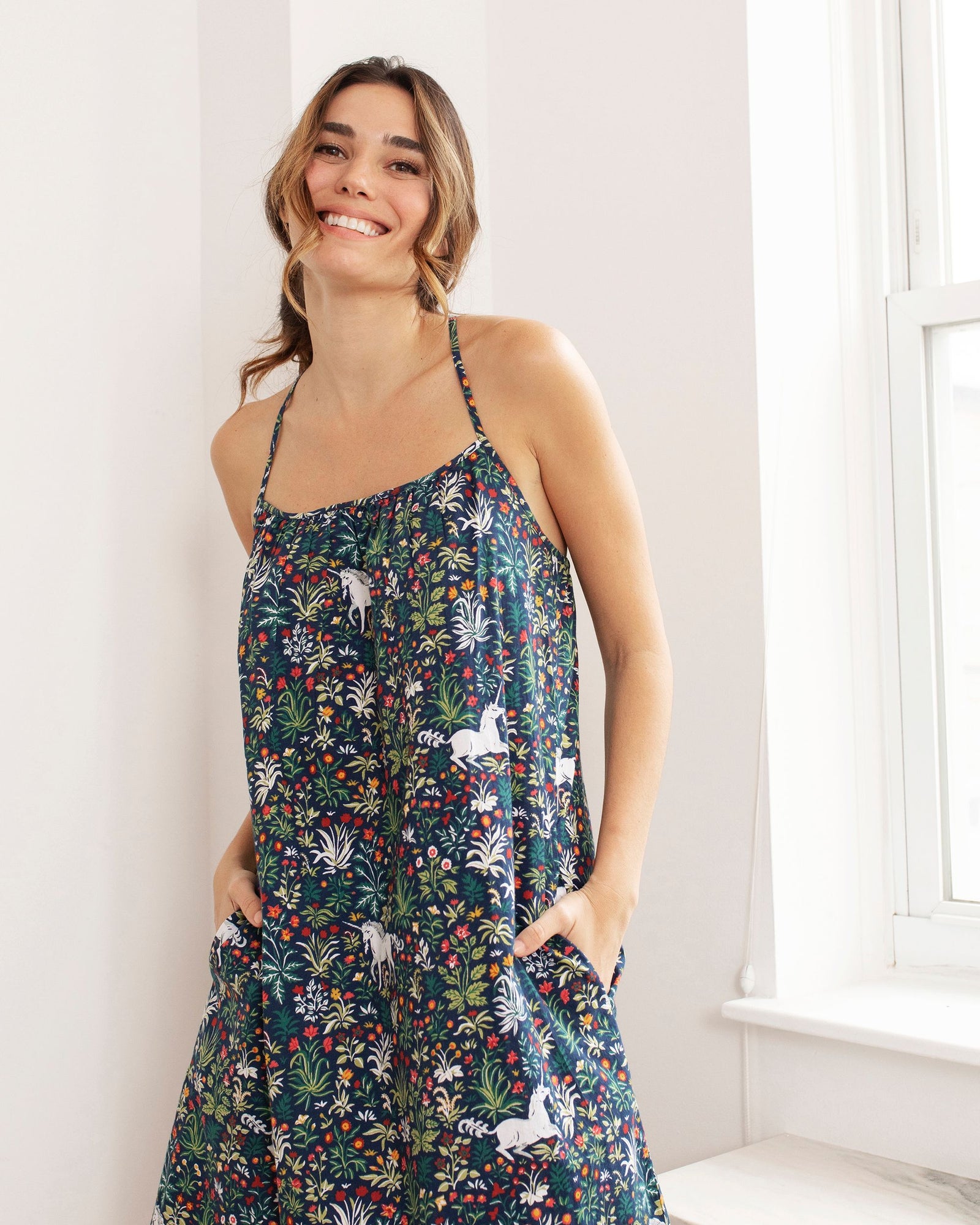 Unicorn's Garden - Cami Nightgown - Indigo - Printfresh